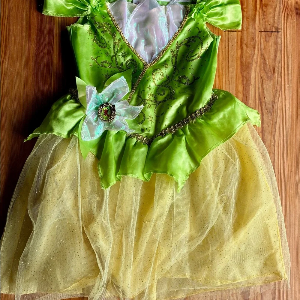 Disney Tiana Tinkerbell Wings Green Fairy Princess Costume Small 4 6 Halloween